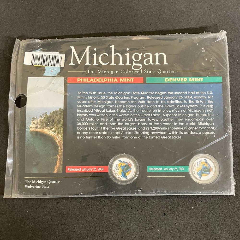 Colorized State Quarter NEW Philadelphia & Denver Mint - Michigan NIP